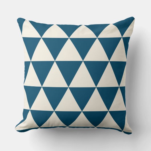 Geometrische blauw en ivoren witte moderne ussen kussen (Voorkant)