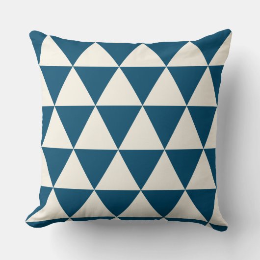 Geometrische blauw en ivoren witte moderne ussen kussen (Voorkant)