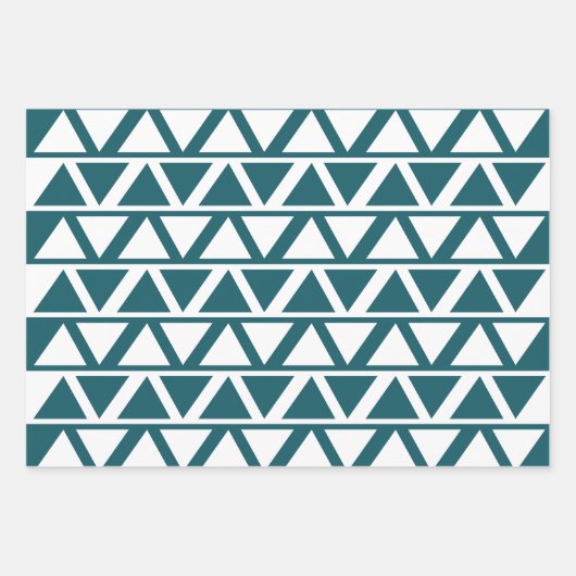 Geometrische blauw-witte driehoek inpakpapier vel (Voorkant 2)