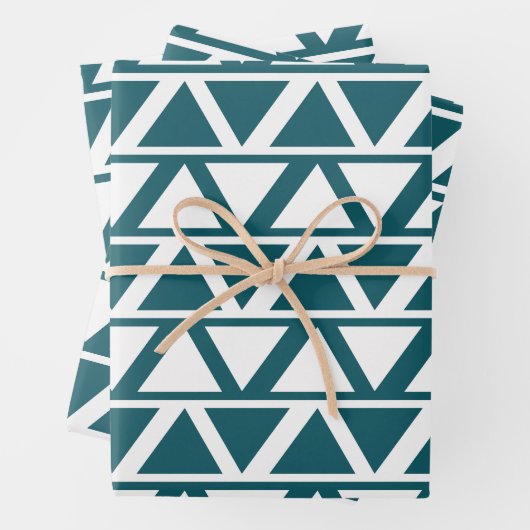 Geometrische blauw-witte driehoek inpakpapier vel (In situ)