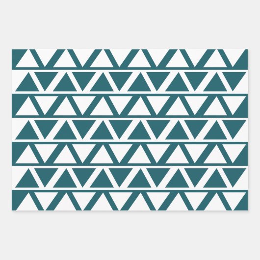 Geometrische blauw-witte driehoek inpakpapier vel (Voorkant)
