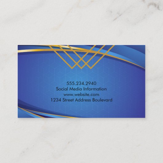 Geometrische blauwe achtergrond visitekaartje (Achterkant)