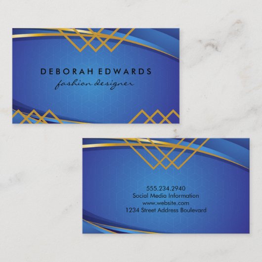 Geometrische blauwe achtergrond visitekaartje (Voorkant / Achterkant)