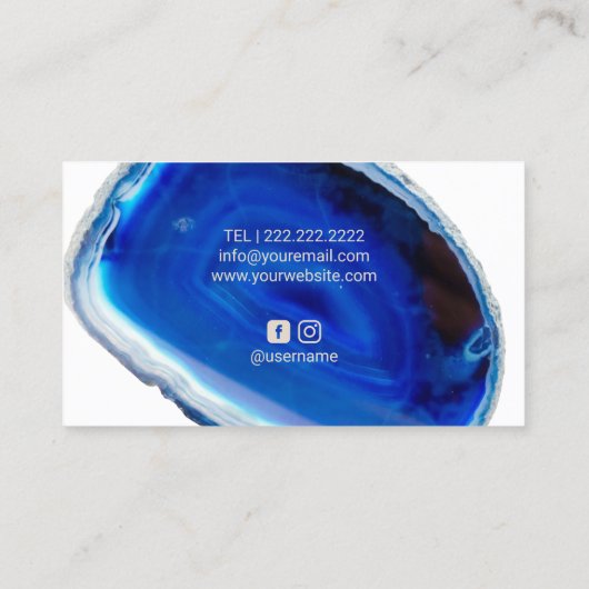 Geometrische Blauwe Agaat Geode Moderne Schoonheid Visitekaartje (Achterkant)