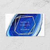Geometrische Blauwe Agaat Geode Moderne Schoonheid Visitekaartje (Voorkant)