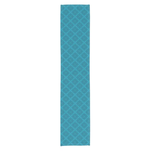 Geometrische blauwe art deco korte tafelloper (Voorkant)