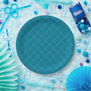Geometrische blauwe art deco papieren bordje