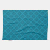 Geometrische blauwe art deco theedoek (Horizontaal)