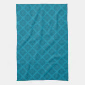 Geometrische blauwe art deco theedoek (Verticaal)