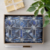 Geometrische Blauwe Art Deco Tissuepapier (Geschenk)
