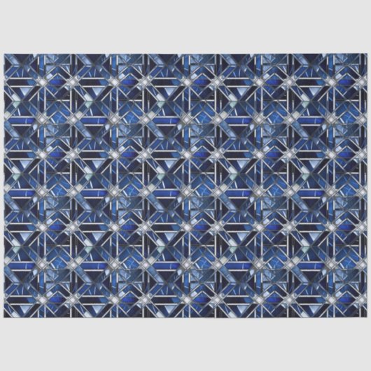 Geometrische Blauwe Art Deco Tissuepapier (Voorkant)