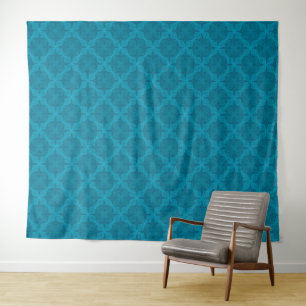 Geometrische blauwe art deco wandkleed
