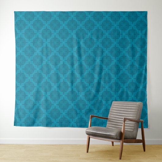 Geometrische blauwe art deco wandkleed (In Situ (horizontaal))