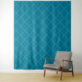 Geometrische blauwe art deco wandkleed (In situ)