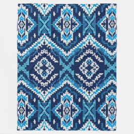 Geometrische blauwe Azteekse gebreide kunst Fleece Deken