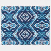 Geometrische blauwe Azteekse gebreide kunst Fleece Deken (Voorkant (Horizontaal))