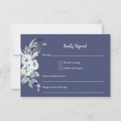 Geometrische blauwe bloemen RSVP-kaart RSVP Kaartje (Voorkant)