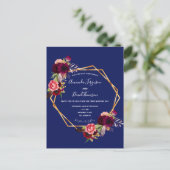 Geometrische blauwe bruiloft van gebombardeerde bl briefkaart (Staand voorkant)