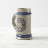 Geometrische blauwe caleidoscoop uit het Midden-Oo Bierpul (Voorkant links)
