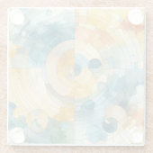 Geometrische Blauwe en Gele Abstracte Waterverf Glazen Onderzetter (Achterkant)