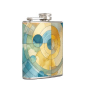 Geometrische Blauwe en Gele Abstracte Waterverf Heupfles (Rechts)