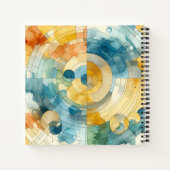 Geometrische Blauwe en Gele Abstracte Waterverf Notitieboek (Achterkant)