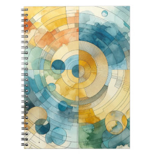 Geometrische Blauwe en Gele Abstracte Waterverf Notitieboek