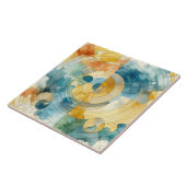 Geometrische Blauwe en Gele Abstracte Waterverf Tegeltje (Zijkant)