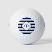 Geometrische blauwe en witte strepen golfballen (Voorkant)