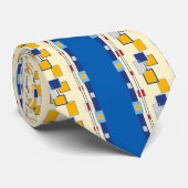 Geometrische blauwe kleurrijke patroonStropdas Stropdas (Opgerold)