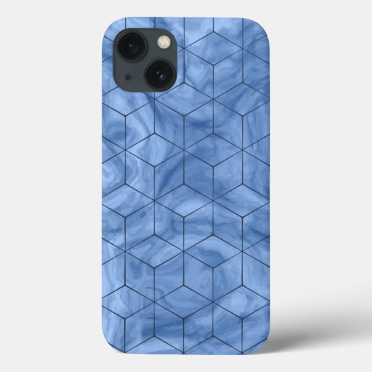Geometrische blauwe marmer Case-Mate iPhone case (Achterkant)