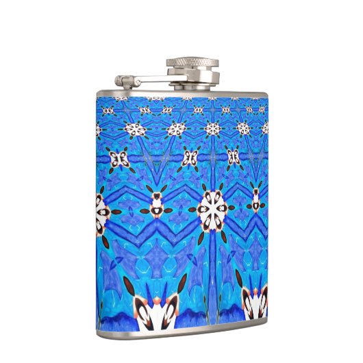 geometrische blauwe matrixkolf heupfles (Rechts)