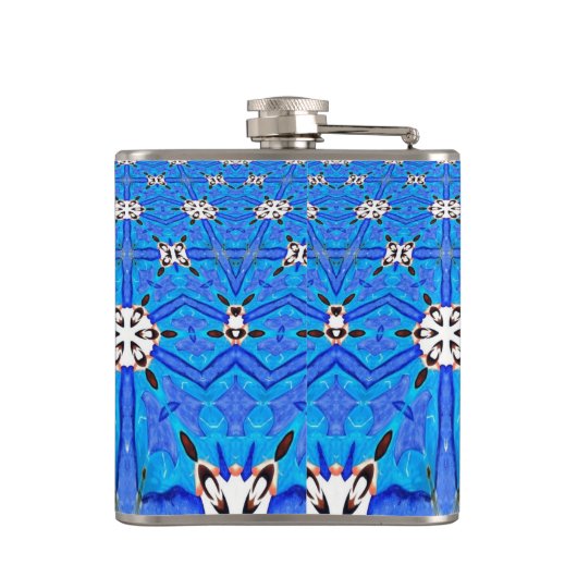 geometrische blauwe matrixkolf heupfles (Achterkant)