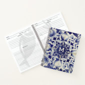 Geometrische Blauwe Monogrammed Recipe Notitieboek (Binnen)