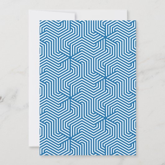 Geometrische blauwe multi-foto eenvoudig script Af Aankondiging (Achterkant)