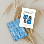 Geometrische blauwe multi-foto eenvoudig script Af Aankondiging