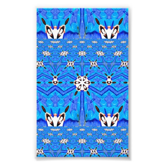 geometrische blauwe rasterfoto foto afdruk (Voorkant)