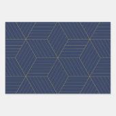 Geometrische blauwe ster met goud inpakpapier vel (Voorkant 2)