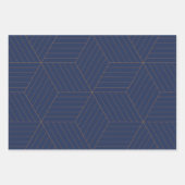 Geometrische blauwe ster met goud inpakpapier vel (Voorkant)