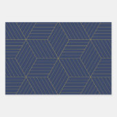 Geometrische blauwe ster met goud inpakpapier vel (Voorkant 3)