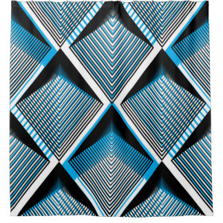 Geometrische blauwe strepen: felle  overlay douchegordijn