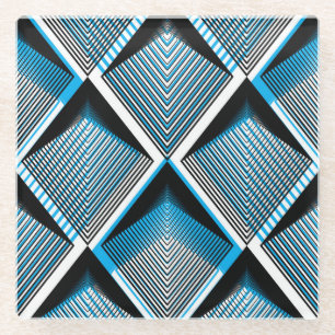 Geometrische blauwe strepen: felle overlay glazen onderzetter
