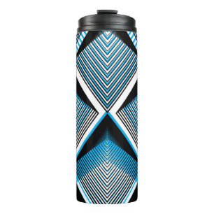 Geometrische blauwe strepen: felle overlay thermosbeker
