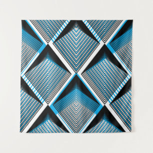 Geometrische blauwe strepen: felle overlay wandkleed
