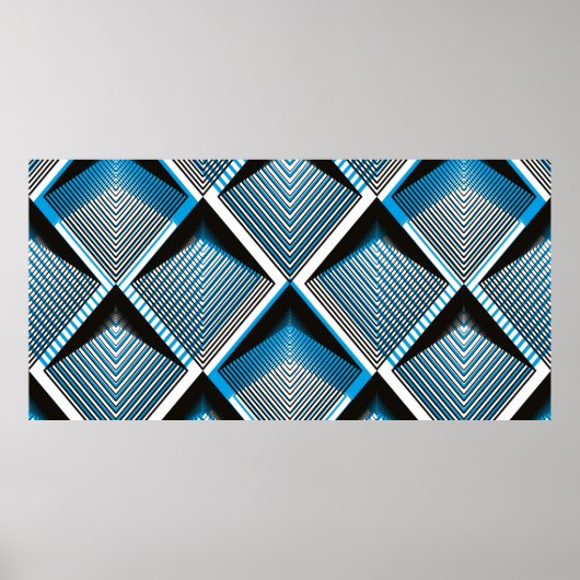 Geometrische blauwe strookbedekking naadloos patro poster (Voorkant)