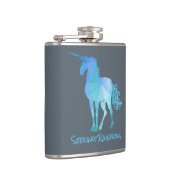 Geometrische blauwe unicorn heupfles (Rechts)