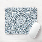 Geometrische blauwe witte florale mandala muismat (Met muis)