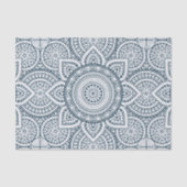 Geometrische blauwe witte florale mandala tissuepapier (Voorkant)