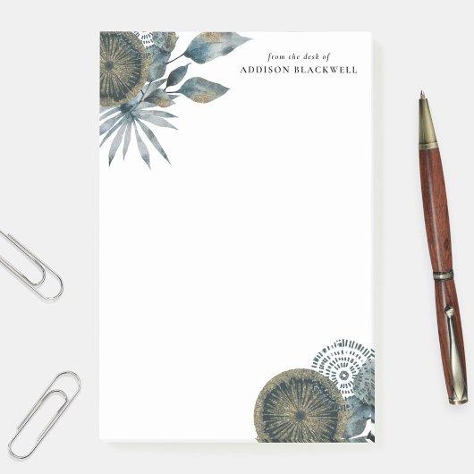 Geometrische Blauwgroen blauwe goudbladeren van he Post-it® Notes