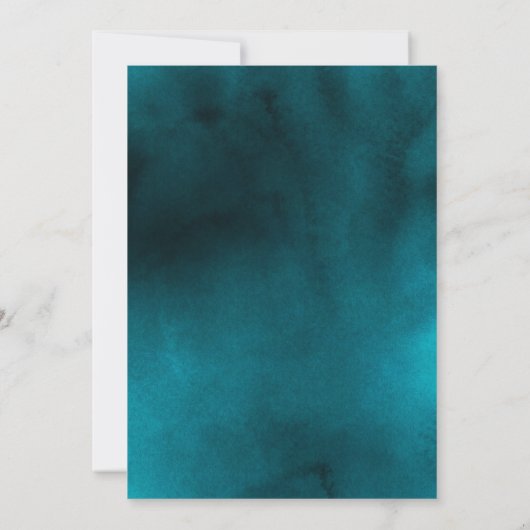 geometrische blauwgroen en zwarte trouwuitnodiging kaart (Achterkant)